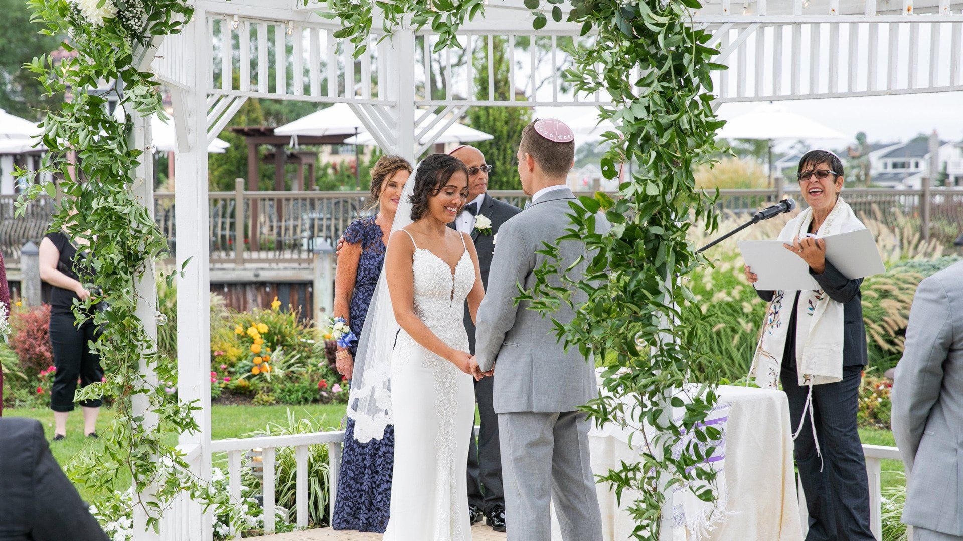 Outdoor Waterfront Ceremony at Riviera Waterfront Mansion Long Island wedding venue in Massapequa, NY — 2
